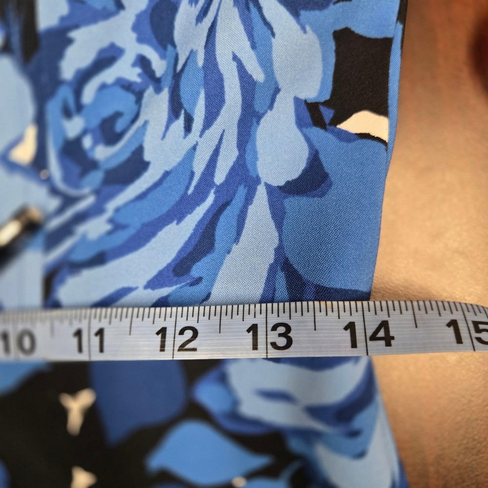 London Times Floral Fit Flare Dress Blue Black‎ Sleeveless Square Neck Womens 6 - Picture 8 of 8